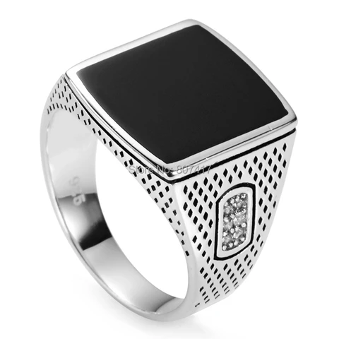 Eulonvan роскошные большие искусственные серебряные ювелирные изделия мужские кольца с черной эмалью в винтажном стиле, хит продаж, дропшиппинг, искусственная кожа, размер 6 - 13