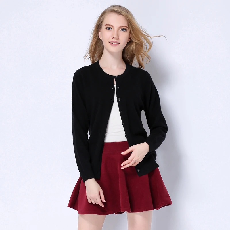 Ladies 2016 New Fashion Long Sleeve Cashmere Cardigan For Women Spring Autumn Knitted Crewneck Slim Sweater Female Tops |