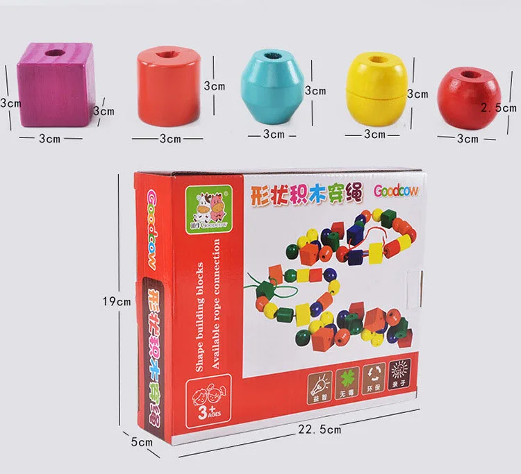Игрушечный бисер в форме резьбы Tangram/Jigsaw Board деревянные игрушки в форме блоков DIY бусины Конструкторы для раннего образования игрушки для детей 125