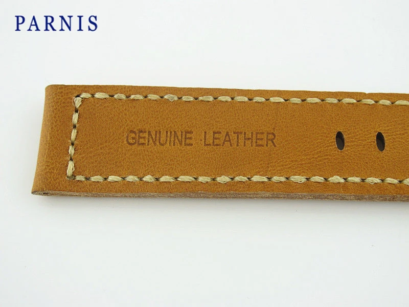 

24mm Brown Genuine Leather Watchband Strap with Polished Pre-V Buckle,Watch Accessories parts Free Shipping