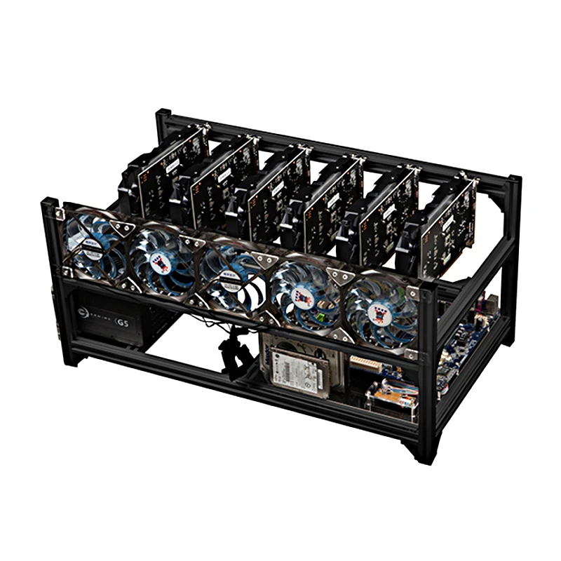 ПК компьютер добыча Чехол для 6 GPU Шасси рамка поддержка GTX 1080 ti 1070 1060 1050 P106