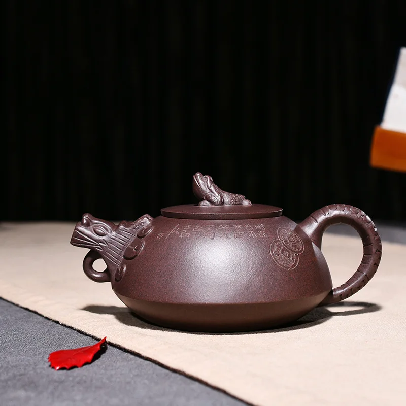 

190ml Genuine Yixing Zisha Tea Pot Famous Handmade Raw Ore Purple Mud Dragon Fish Teapot Kung Fu Tea Kettle Free Shipping