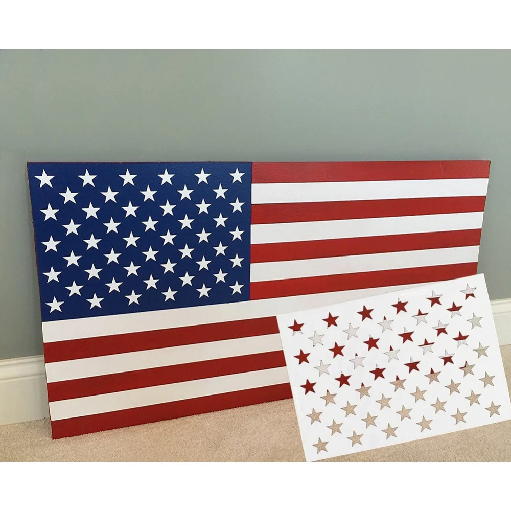 DIY американский флаг 50 звезд трафарет для рисования на дереве бумаге ткани