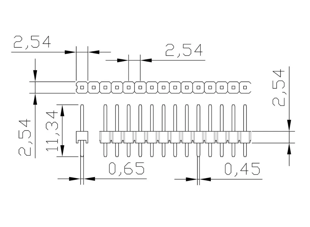 20 шт. 2 54 мм 1X40P L11.34 штыревой разъем 0 1 &quotшаг PCB прямой одиночный ряд разбивающийся