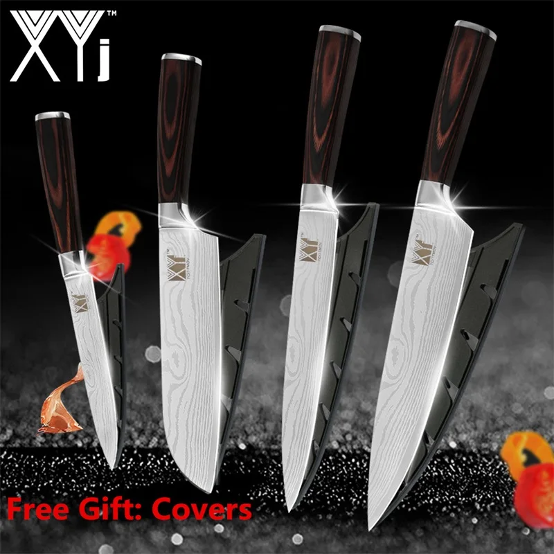 D. 4 Pcs Set XYj кухонные ножи, нож из нержавеющей стали, инструменты, Новое поступление, цветов, деревянная ручка, инструменты для приготовления фруктов, овощей, мяса, аксессуары - Цвет: D. 4 Pcs Set