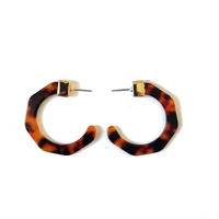new design tortoiseshell resin c shaped geometric earring leopard print jewelry
