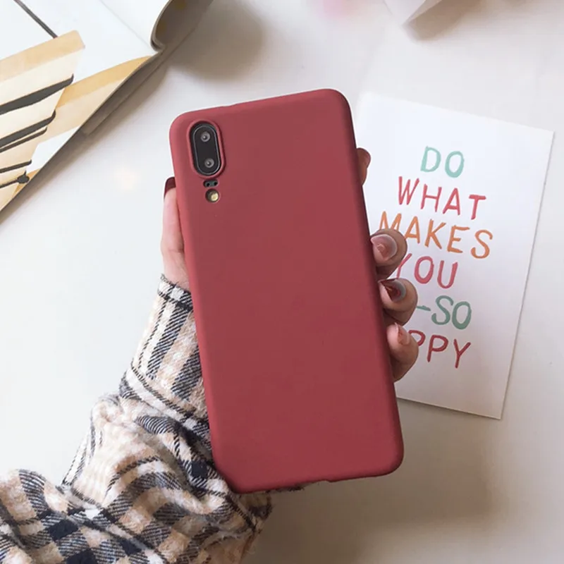 Red Матовый однотонный красный чехол для телефона Huawei Honor 8X MAX 8A 10 Lite P30 P20 P10 Mate 10 20 Pro Lite Мягкий ТПУ чехол - Цвет: Red