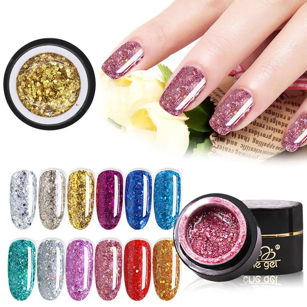 CHE Gel Мода блестками Полупостоянный UV светодио дный гель Полировочный для ногтей