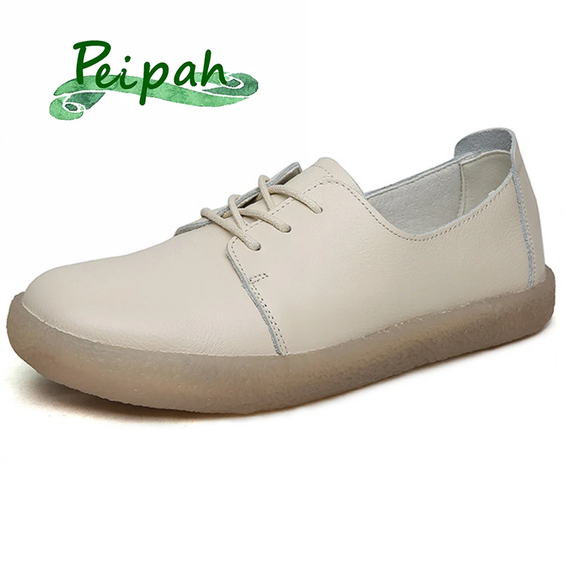 

Женские дизайнерские туфли PEIPAH из коровьей кожи на плоской подошве, весенние женские кроссовки без шнуровки с круглым носком, повседневная ...