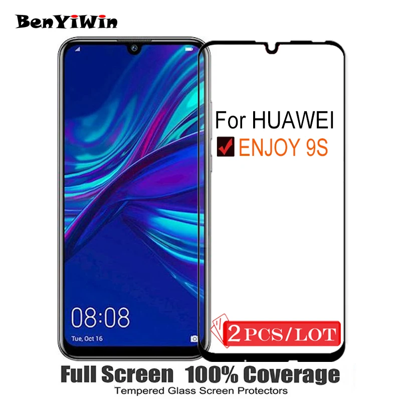 2 шт. 100% оригинальное закаленное стекло с полным покрытием для Huawei Enjoy 9S защита