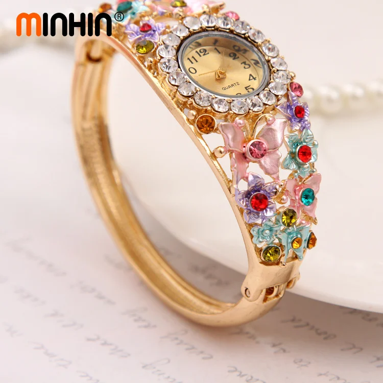 Женские кварцевые часы MINHIN Дизайнерские наручные с бабочками 4 цвета