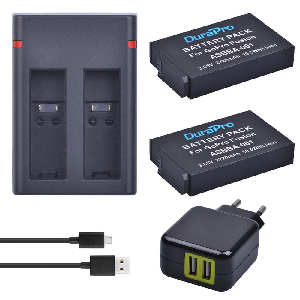 Аккумулятор для камеры 2 шт. GoPro ASBBA 001 + зарядное устройство с двумя USB портами