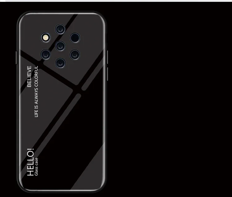 Чехол Haissky для Nokia 9 Pure View, Роскошные Цветные градиентные чехлы с закаленным стеклом для Nokia 9 PureView, радужная задняя крышка, оболочка