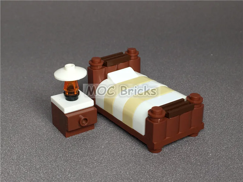 2 шт./лот MOC Кирпичи DIY декоративная мебель односпальная кровать №2 развивающие