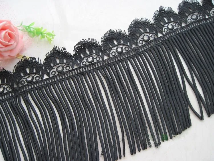 Новинка! 18 см черная белая искусственная кожа Материал пряжа бахрома отделка с