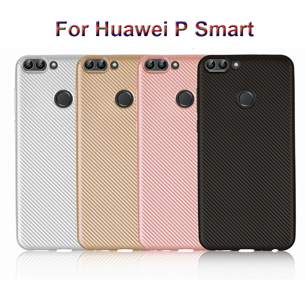 YIESOM For Huawei P Smart Case Silicone Brushed Carbon Fiber Texture Enjoy 7S Cover TPU Shockproof Protect Shell |