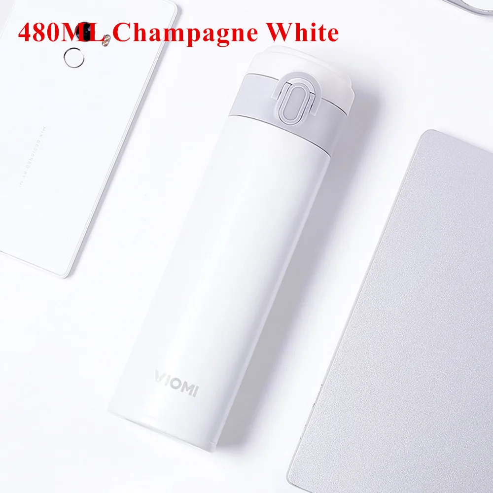480ML White Термос Xiaomi Mijia VIOMI, чашка из нержавеющей стали, колба, бутылка для воды, чашка, 24 часа, термос, 300 мл, одна рука, Вкл/закрывает - Цвет: 480ML White