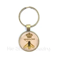 vintage royal crown bee art keychain queen bee jewelry keyring for best friends