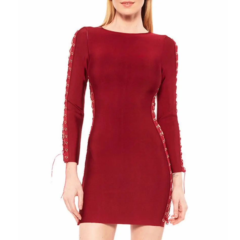 2017 новые осенние Бандажное платье Для женщин знаменитости партия красный с