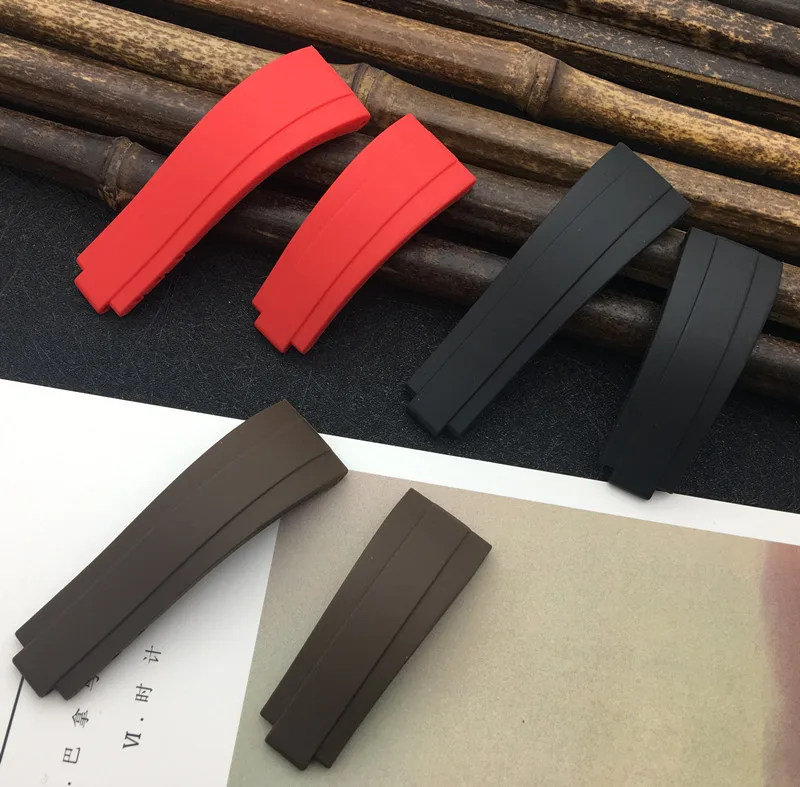 Короткий черный зеленый синий 20 мм силиконовый резиновый ремешок для часов