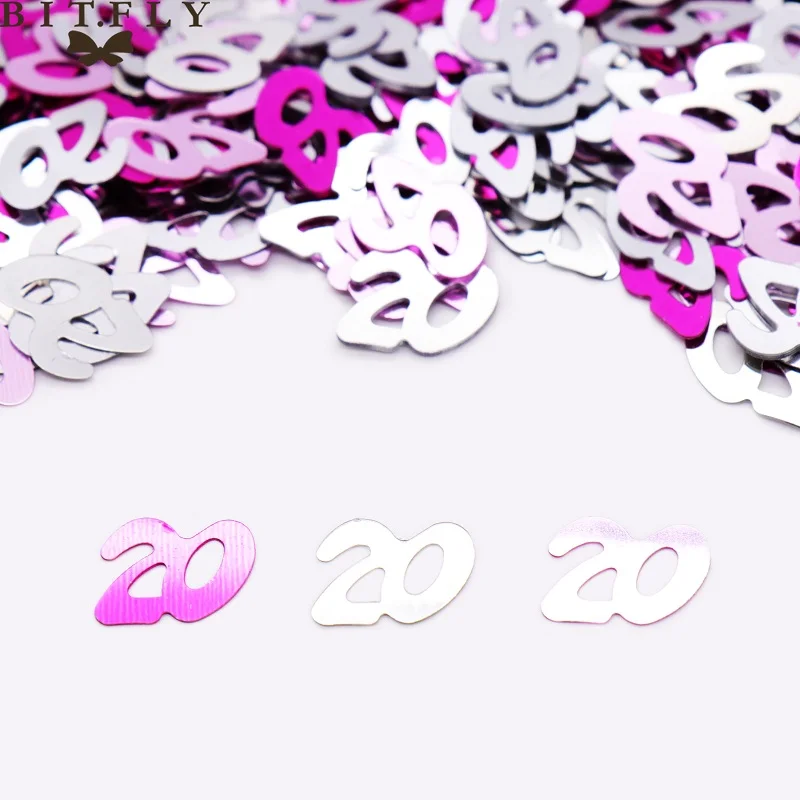 pink 20th 15 г цифры на день рождения 13, 16, 18, 30, 40, 50, 60, 80 вечерние конфетти на день рождения, свадебные украшения, Блестящие Блестки, вечерние украшения на день рождения - Цвет: pink 20th