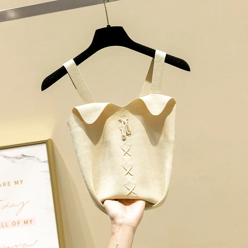 Женская однотонная Трикотажная майка на бретельках Новинка лета 2019 сексуальная