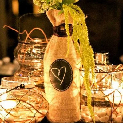 Мешковина бутылки вина Подарочная упаковка пакет из 3 шампанское вино слепой