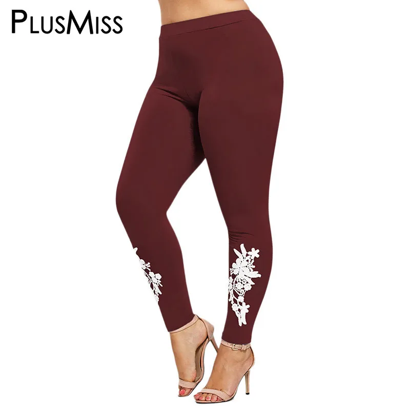 PlusMiss плюс размеры 5XL 4XL вязаный крючком узкие леггинсы для женщин большой фитнес