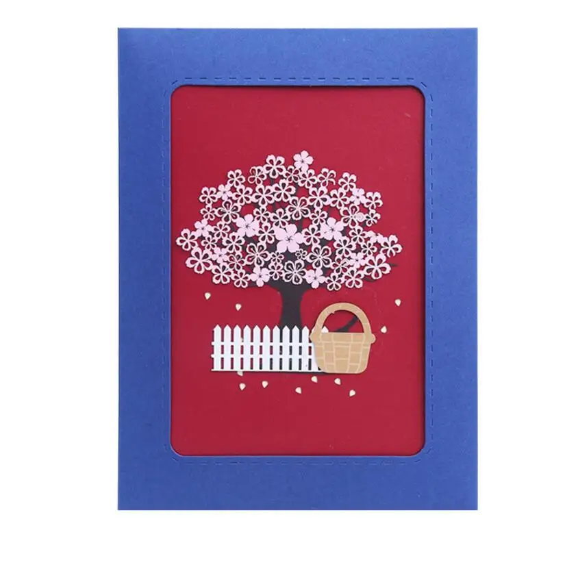 10 шт. вишневые Цветы корзина с Киригами ручной работы Оригами 3D Поздравительные