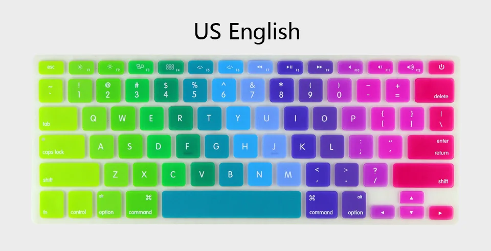 US English Радужная силиконовая крышка клавиатуры для Apple macbook Air 13 защитные наклейки для mac book ноутбук пленка - Цвет: US English