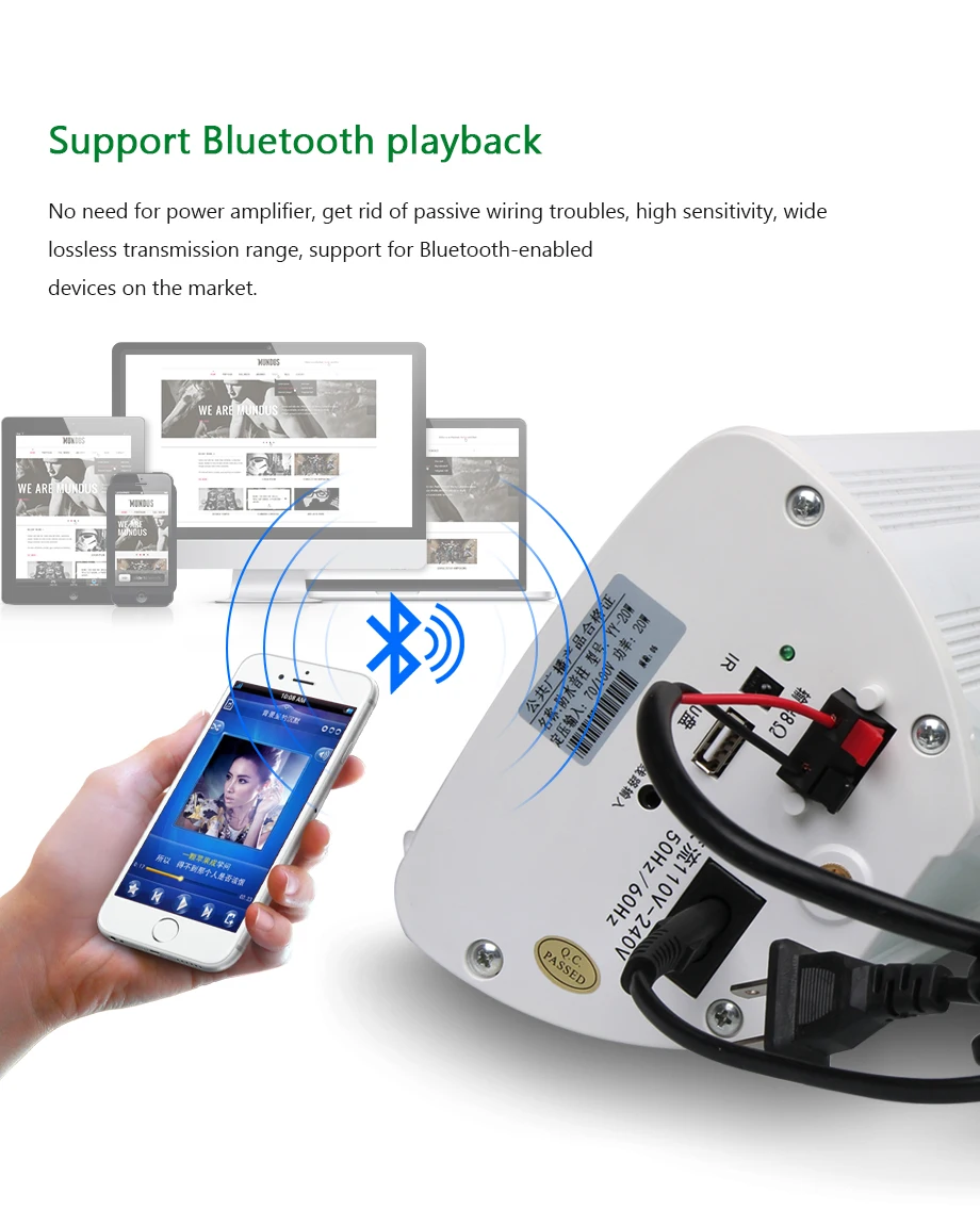 OUPUSHI YY-20W мини активный Bluetooth Открытый Колонка динамик Встроенный усилитель продается в паре(1 Bluetooth+ 1 нормальный