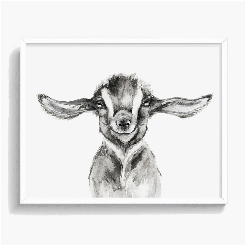 Goat Animal Минималистичная картина в стиле комикса из аниме с масляным принтом