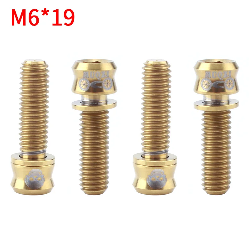 M6-19 Gold MUQZI, горный велосипед, шоссейный велосипед с фиксированной передачей, велосипед M6* 17/19, дисковый тормоз, велосипедный руль, стержень, титановый сплав, винт, тормозной рычаг - Цвет: M6-19 Gold
