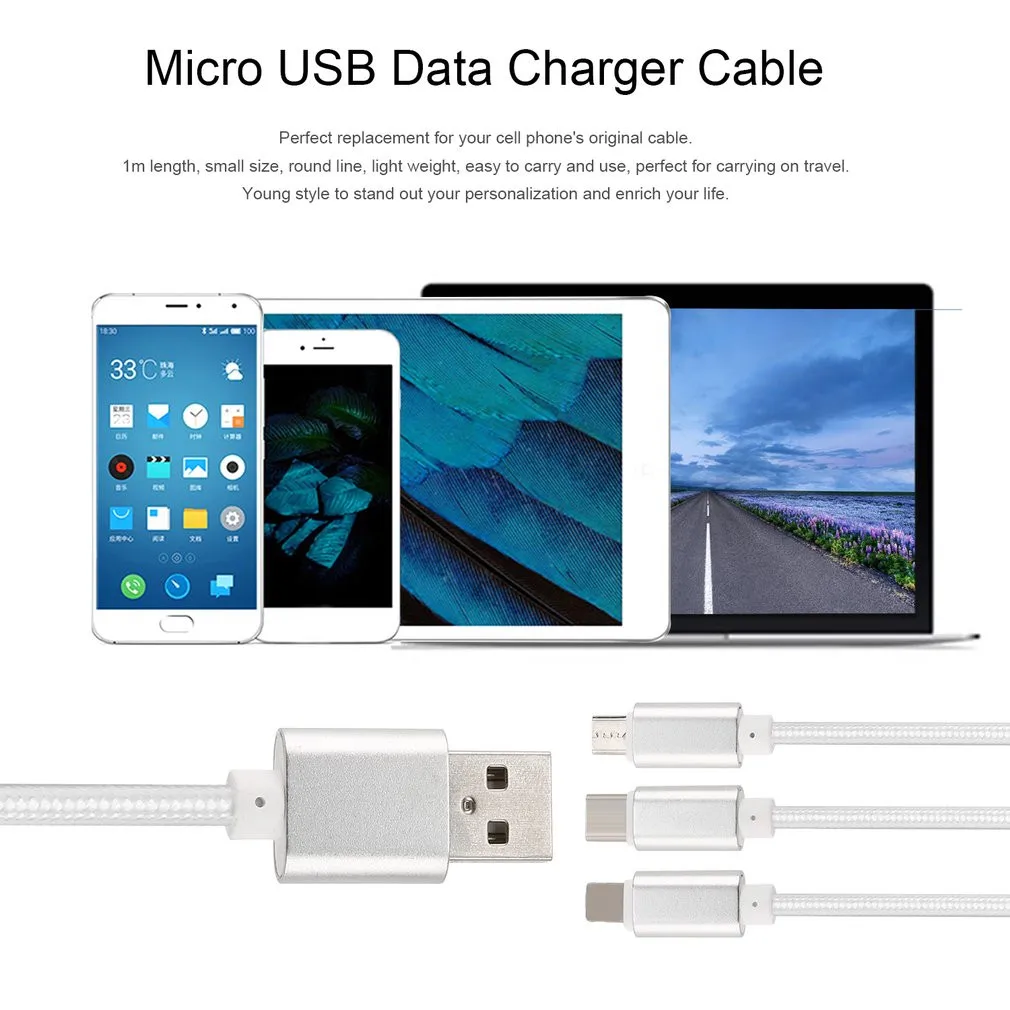 3 в 1 кабель для зарядного устройства кабель Micor usb type-C зарядный кабель мульти зарядный кабель для iPhone для телефонов Android
