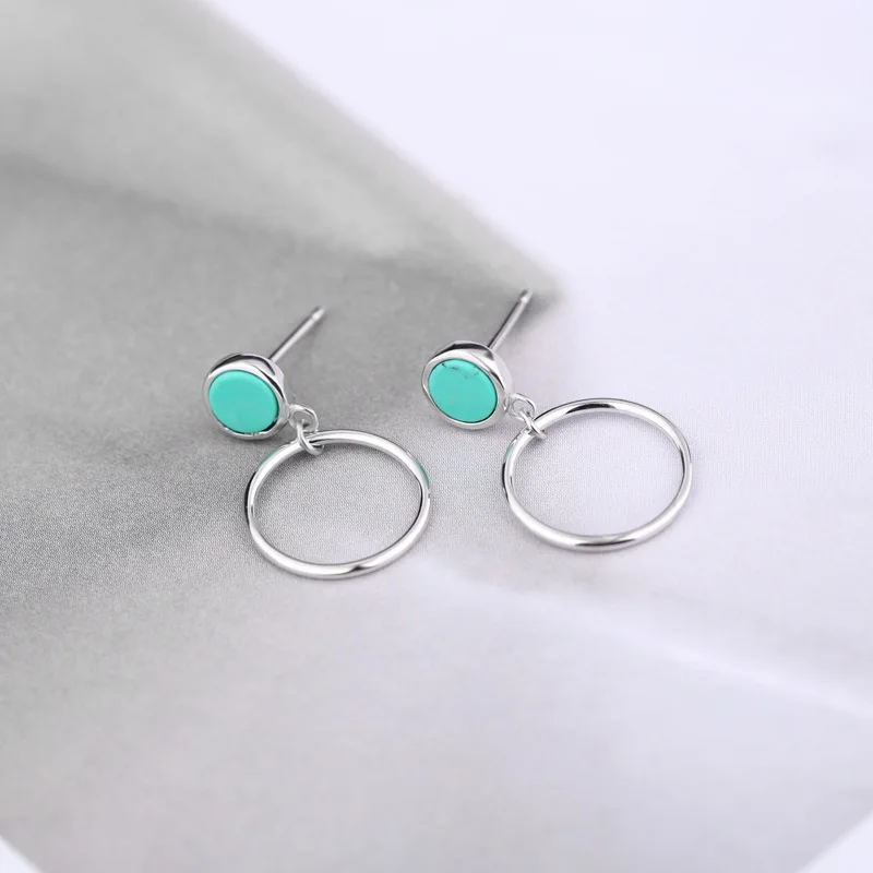 

L&P New Fashion Two Circle Natural Gemstone Drop Earrings for Women High Quality Jewelry Earrings Fine Jewelry Birthday gift