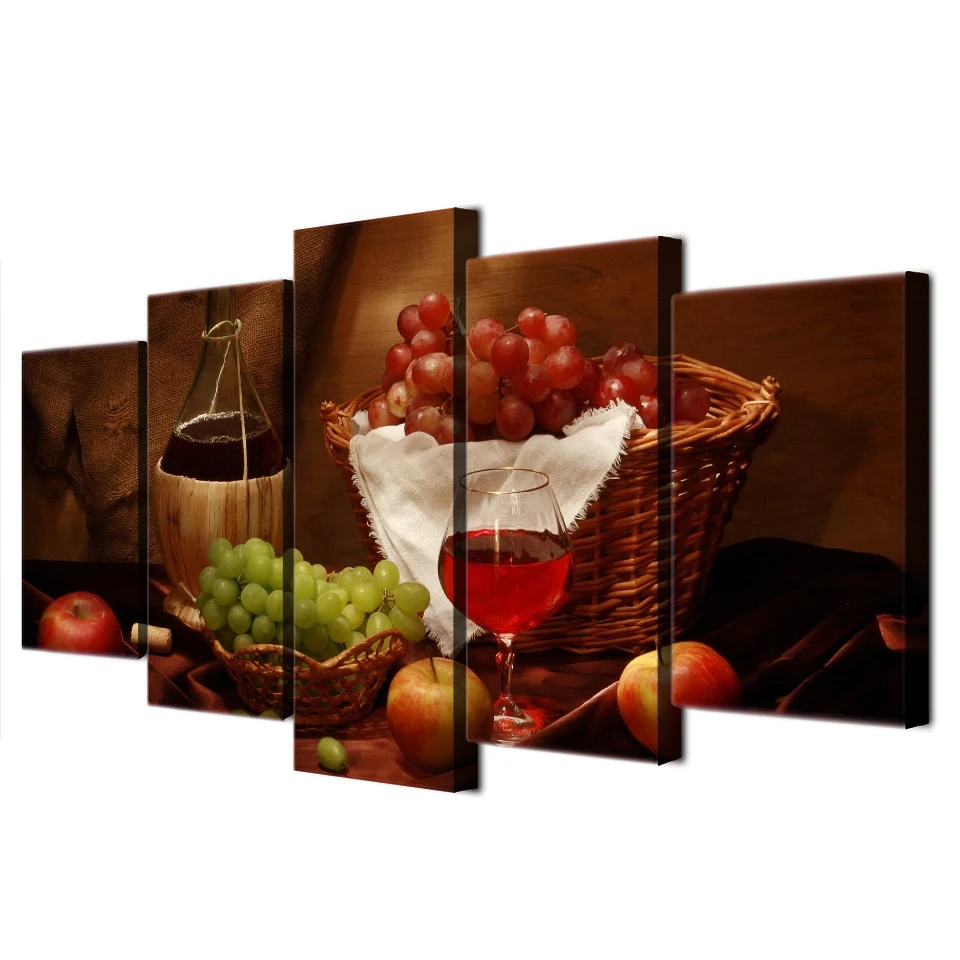 5 шт. Холст Искусство Вино напитки фрукты классический HD печатные настенные