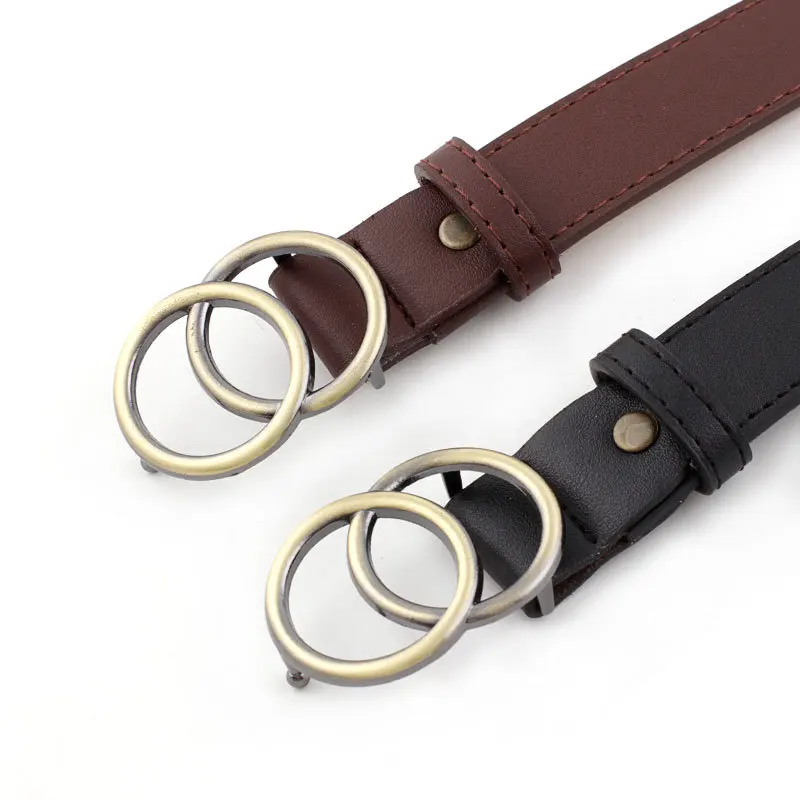 Ремень OLOME в винтажном стиле Женский двойной ремень кожаный ремешок с кольцом 2 8