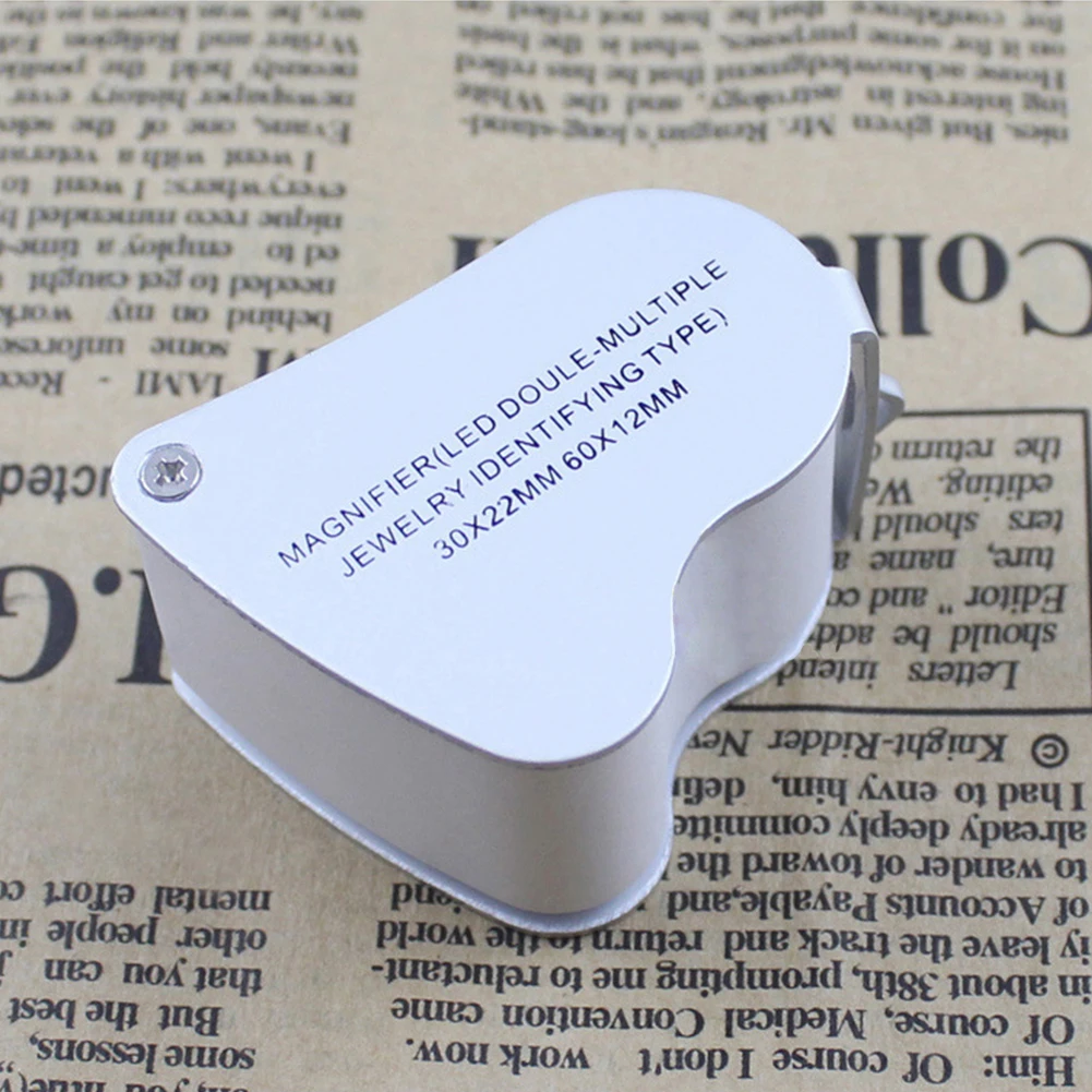 Professional 30x 60x Dual Lens Jewelers Eye Loupe Illuminated LED Metal Body Glass Magnifier | Инструменты