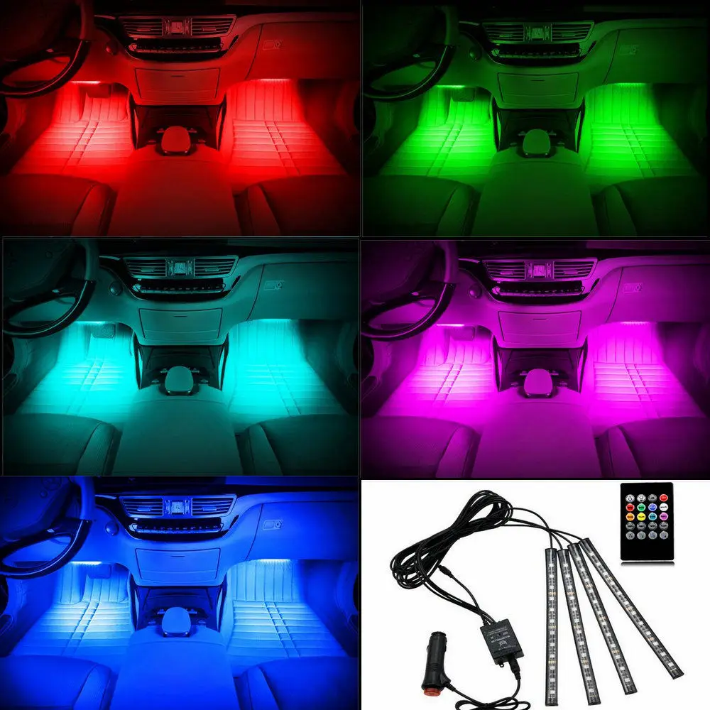 Универсальный RGB 12 LED Автомобильный внедорожник аксессуары напольный