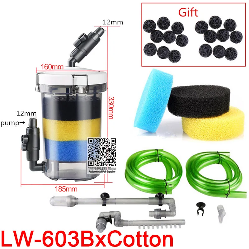 LW-603B x cotton Sunsun предварительно биохимический фильтр для аквариума, ультратихий прозрачный Внешний фильтр для аквариума - Цвет: LW-603B x cotton