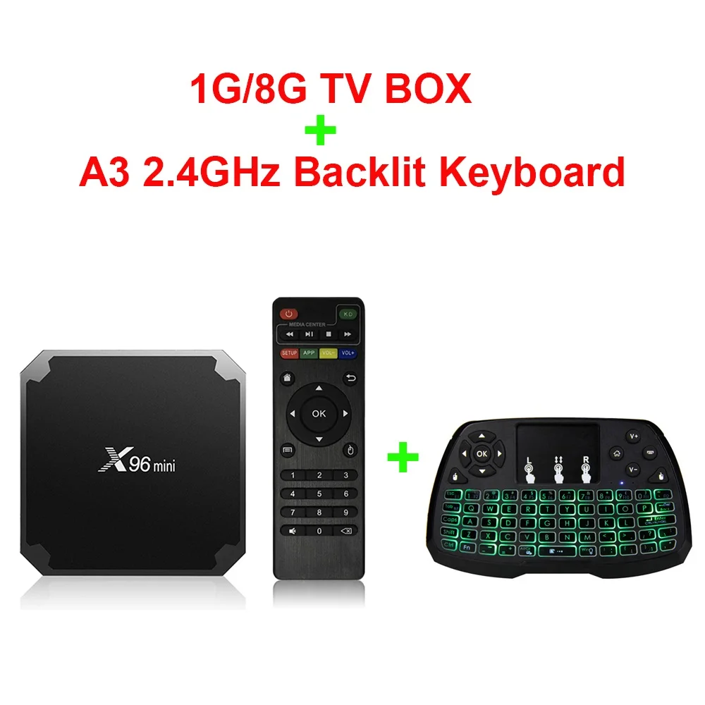 1G8G Backlit keybo Docooler X96 Мини ТВ-Приставка Smart Android 7,1 ТВ-приставка 2 Гб 16 Гб четырехъядерный процессор Amlogic S905W 2,4 ГГц WiFi медиа-приставка 1 ГБ 8 ГБ X96mini - Цвет: 1G8G Backlit keybo