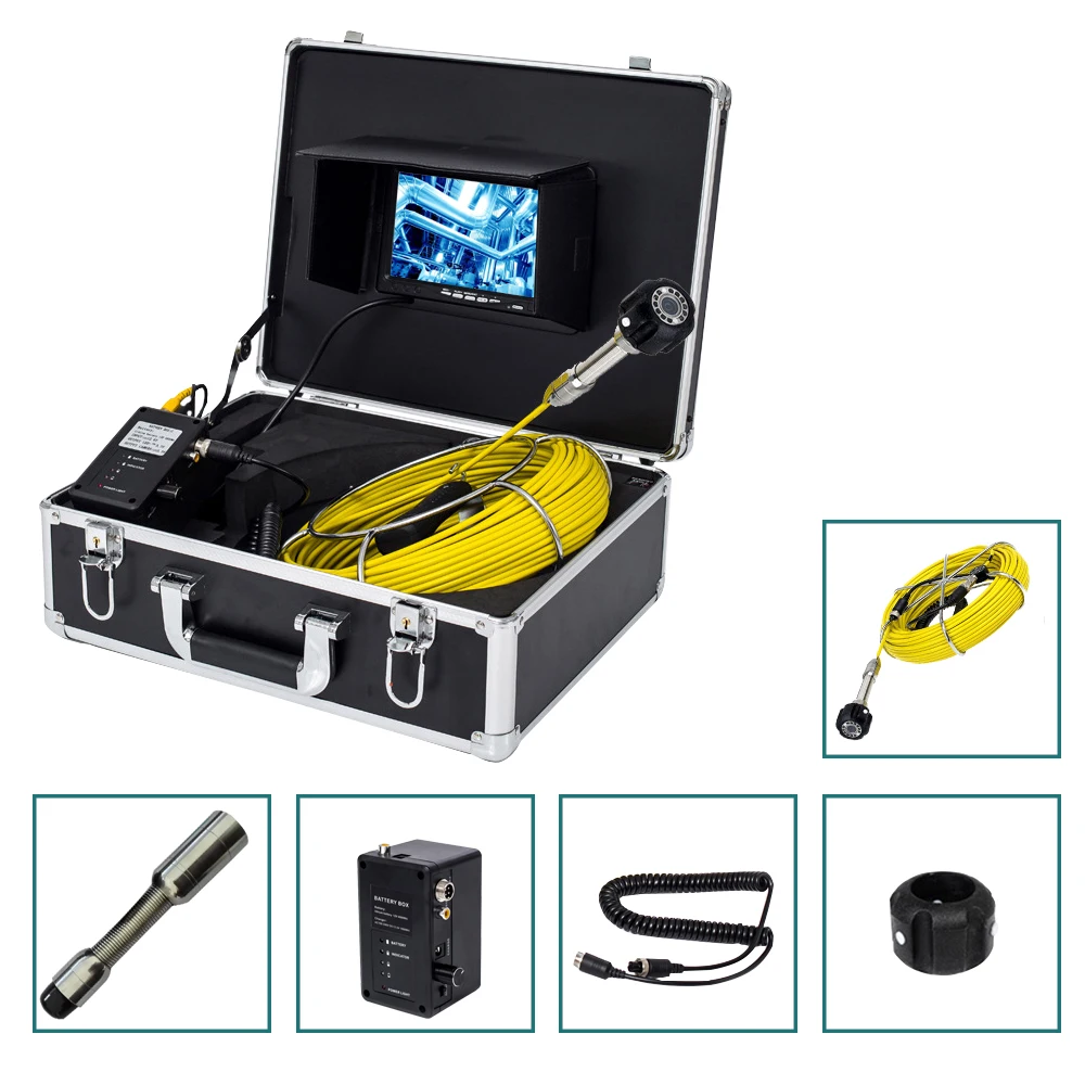 

20M Fiberglass Cable Industry Endoscope 7 inch TFT-LCD Display Sewer Pipe Inspection Camera System With 23MM Camera Head