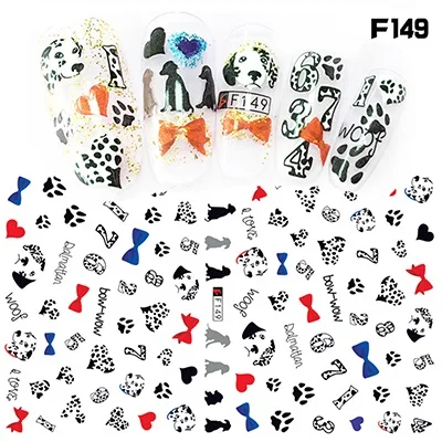 F149 Серия F, наклейки для ногтей, 12*7,5 см, самоклеющиеся наклейки, Цветочные наклейки с мультяшными рисунками для украшения ногтей, F145-174 - Цвет: F149