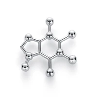 caffeine molecule brooches medical jewelry gold color lapel pin up backpack punk jewelry hijab pins bag gift women accessories
