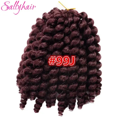 Sallyhair Jamaican прыгающие волосы для вязания крючком Омбре синтетические плетеные палочки кудрявые крючком Твист волосы для наращивания 8 дюймов черные волосы