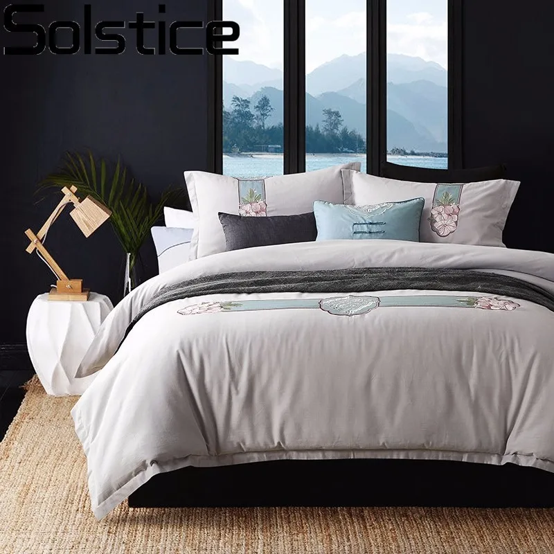 Solstice домашний текстиль супер роскошный классический стиль вышивки 100% хлопок 4 шт