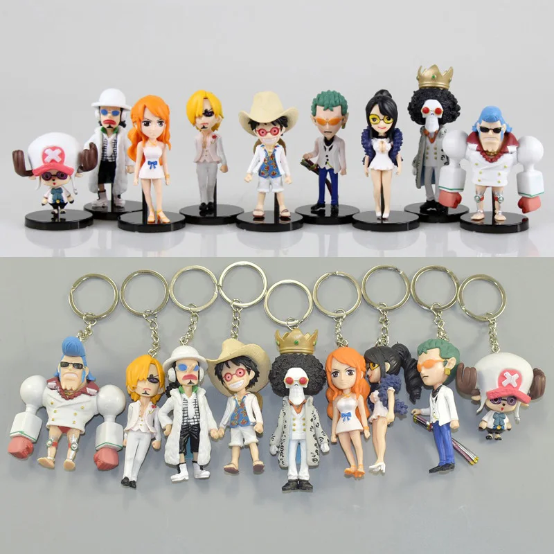 Брелок из ПВХ белое платье 7/1/2 шт аниме цельная фигурка подвеска Sanji Luffy Nami Робин