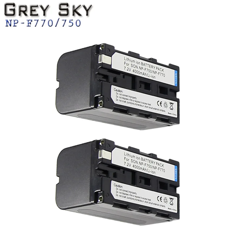 2 battery Комплект из 2 предметов 4000 мА/ч, NP-F770 NP-F750 NP F770 np f750 NPF770 750 батареи+ ЖК-дисплей USB Зарядное устройство для sony NP-F550 NP-F770 NP-F750 F960 F970 - Color: 2 battery