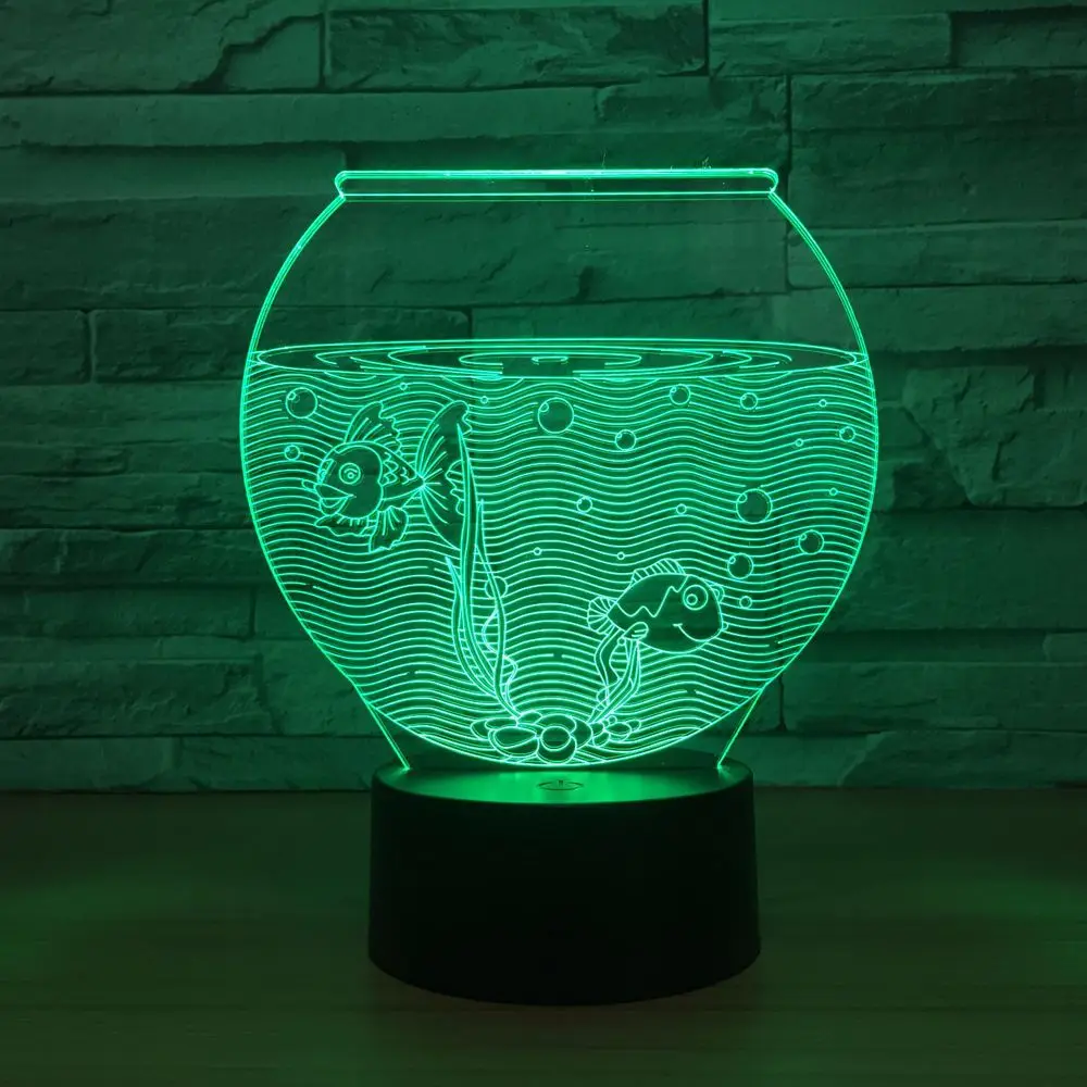 Акриловый 3D ночник в форме аквариума светодиодсветодиодный иллюзия USB RGB