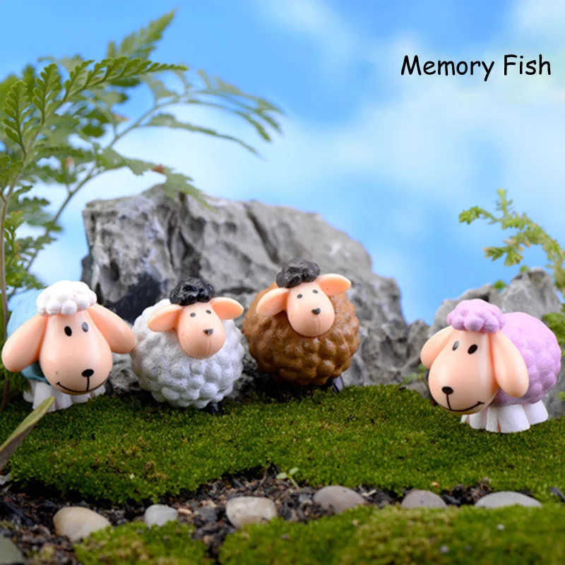 12 pcs/4 Color/4 Design 2.5 x 3 cm Cute Mini Cartoon Sheep Home Decor Garden Miniature Ornaments Anime Action Figures kids Toys | Игрушки и